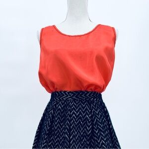 Scarabeè French Silk Eyelet Trimmed Flowy Sleeveless Blouse